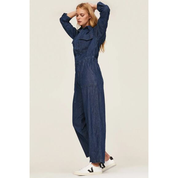 Levi's Baggy Surplus Jumpsuit Dark Wash Denim Small Coveralls Boilersuit Utility - Picture 4 of 11
